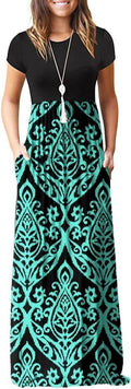 Maxi Dress for Women Short Sleeve with Pockets - Comfy Long Summer