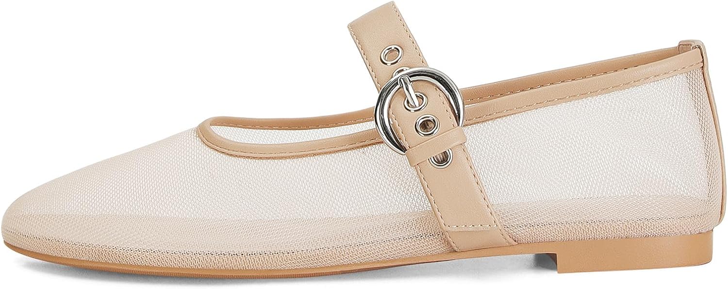 MICIFA Leopard Mesh Ballet Flats for Women - Comfortable Dress Shoes