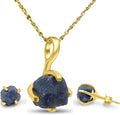 Real raw gemstone jewelry set for her - Gold plated 925 sterling