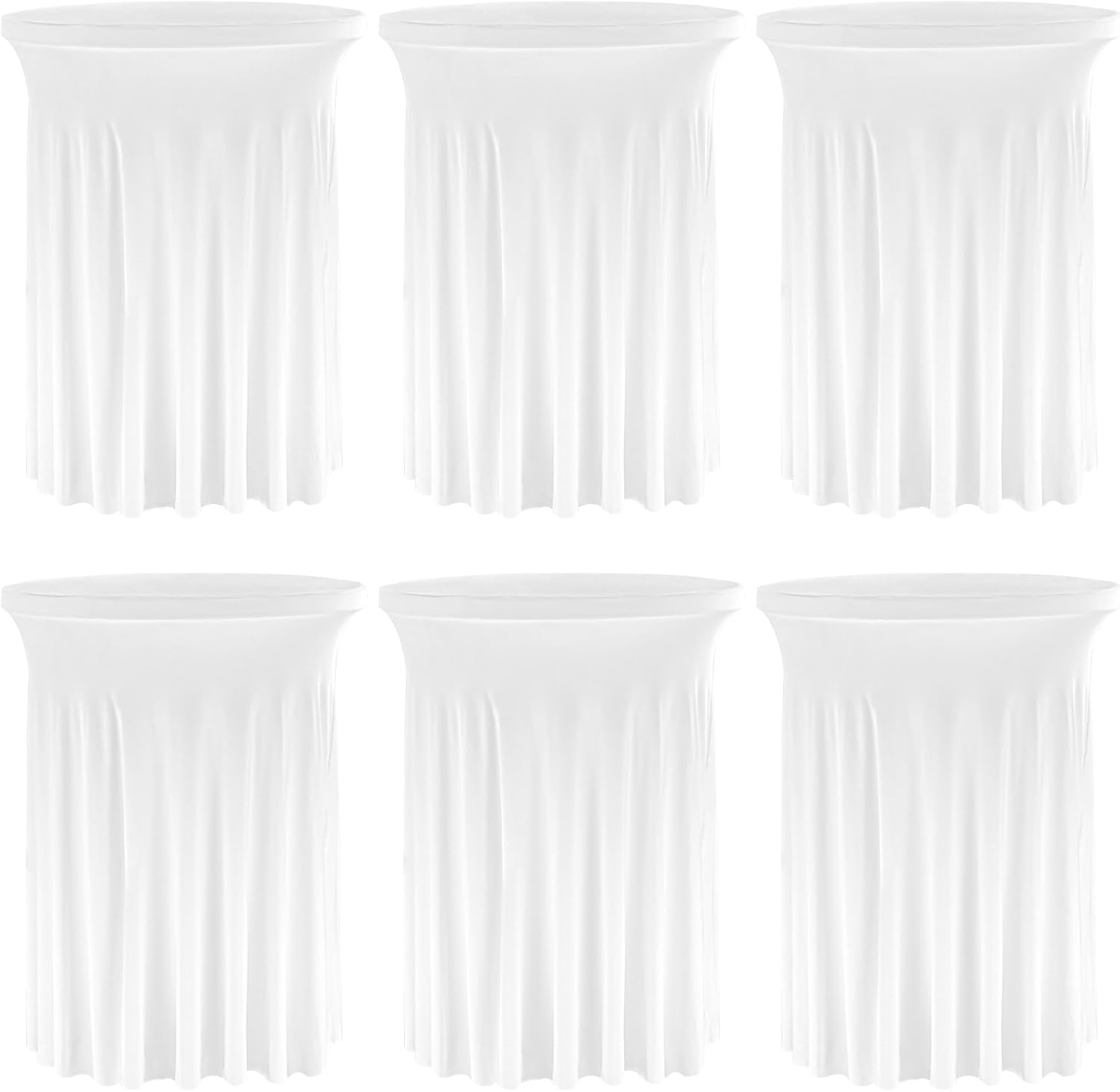 Spandex Round Cocktail Table Cover Set - 6 Pack