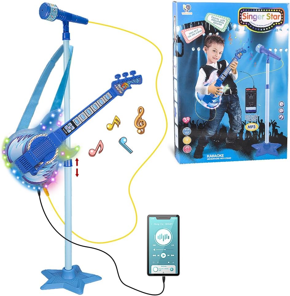 TAKIHON Kids Guitar & Mic Set - Music, Light & Fun!