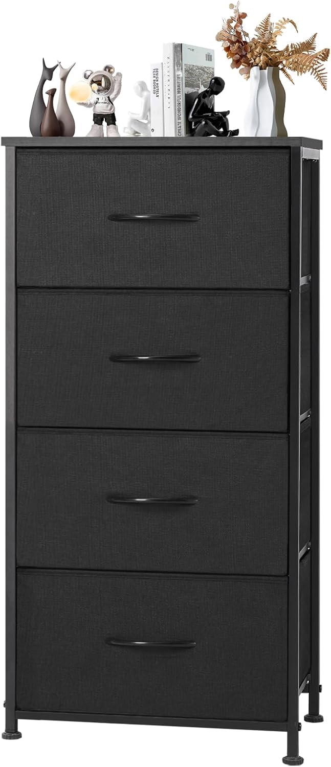 DUMOS Dresser for Bedroom with 4 Drawers and Wooden Top