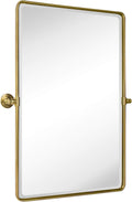 TEHOME 27 x 35 in Gold Pivot Mirror Brushed Champagne Gold - Tilting