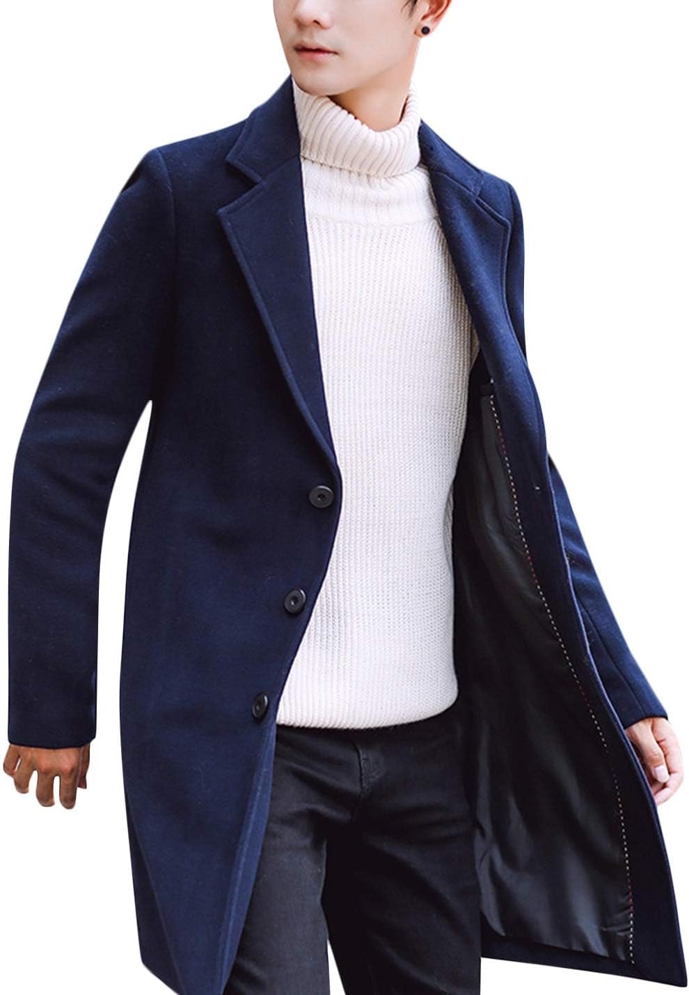 Springrain Men's Wool Blend Pea Coat for Stylish Winter Wear