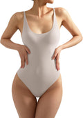 Women Scoop Neck Thong Bodysuit Backless Cami - Soft Fit