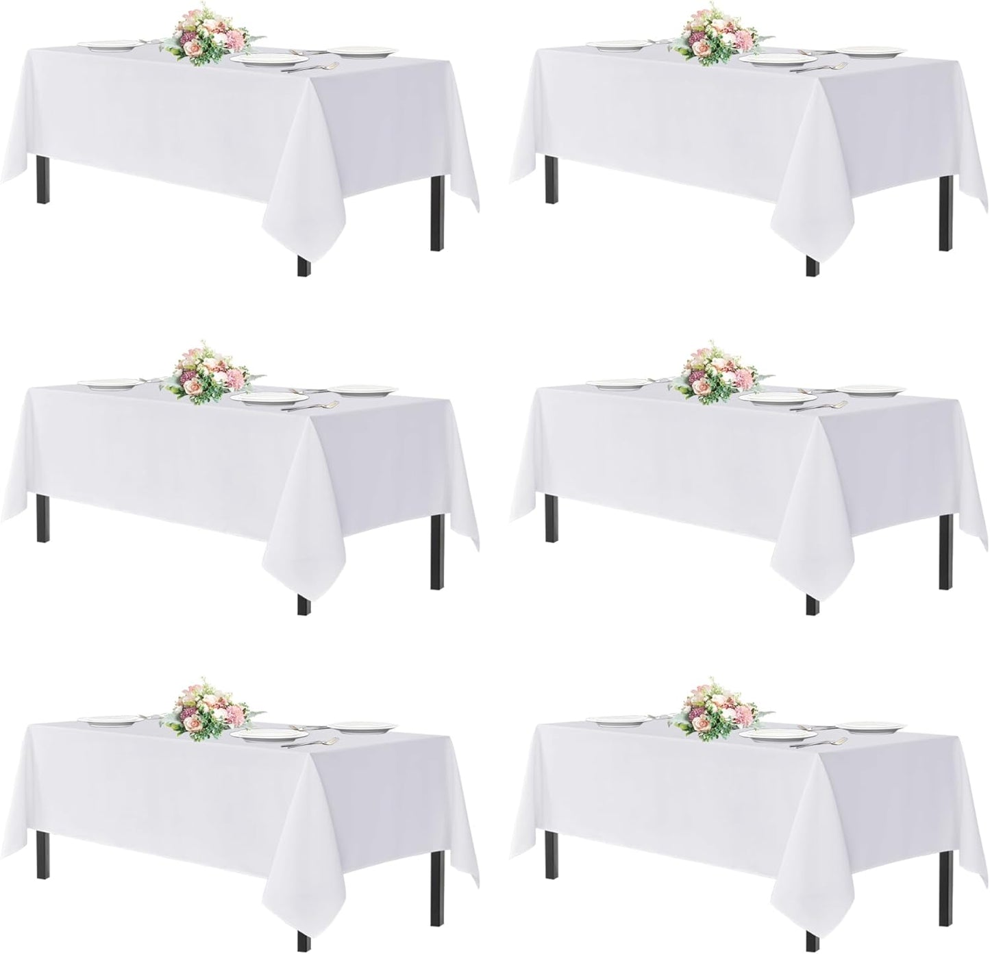 Sancua White Tablecloths for 8 Foot Rectangle Tables - 6 Pack