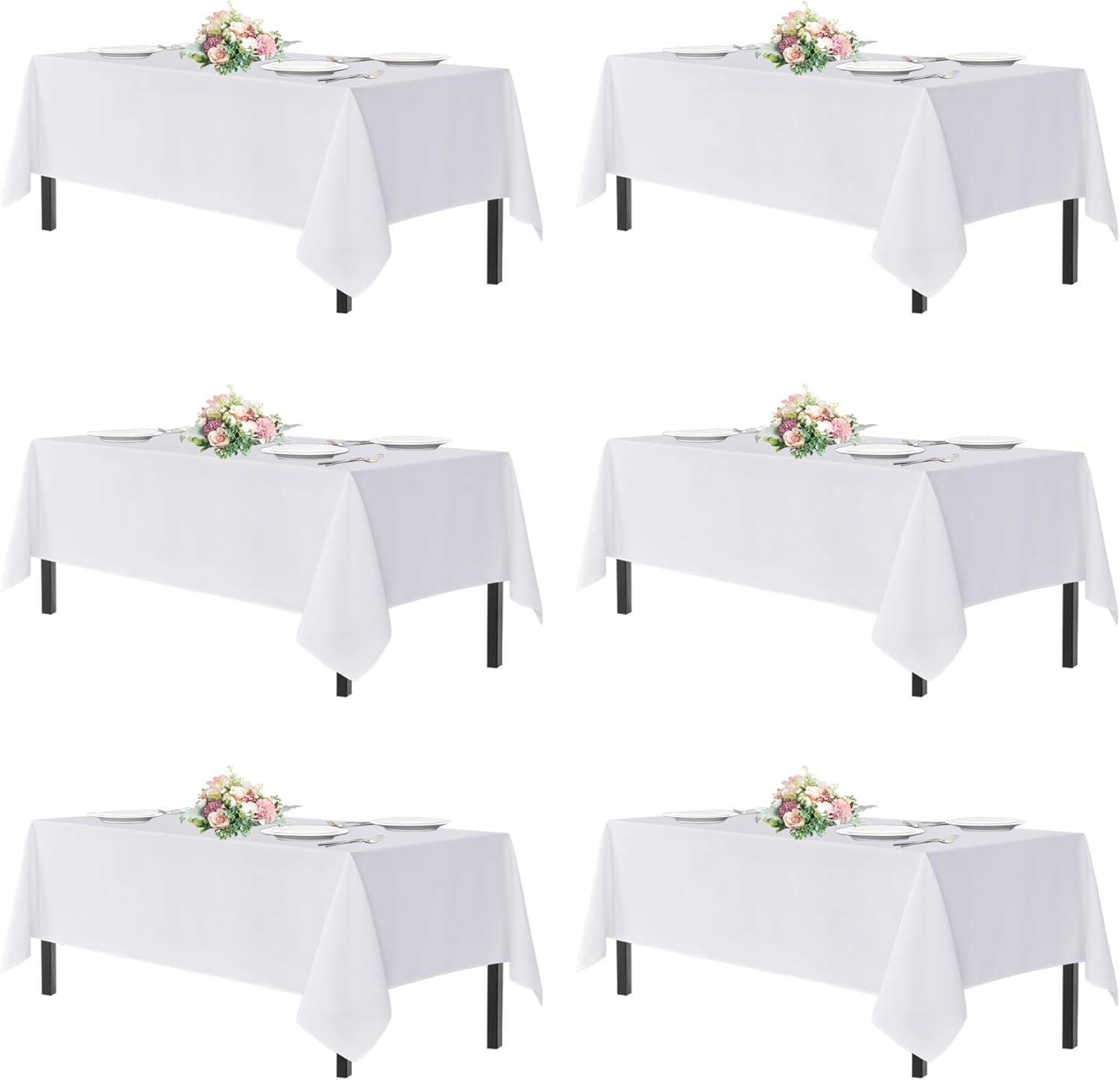 Sancua White Tablecloths for 8 Foot Rectangle Tables - 6 Pack