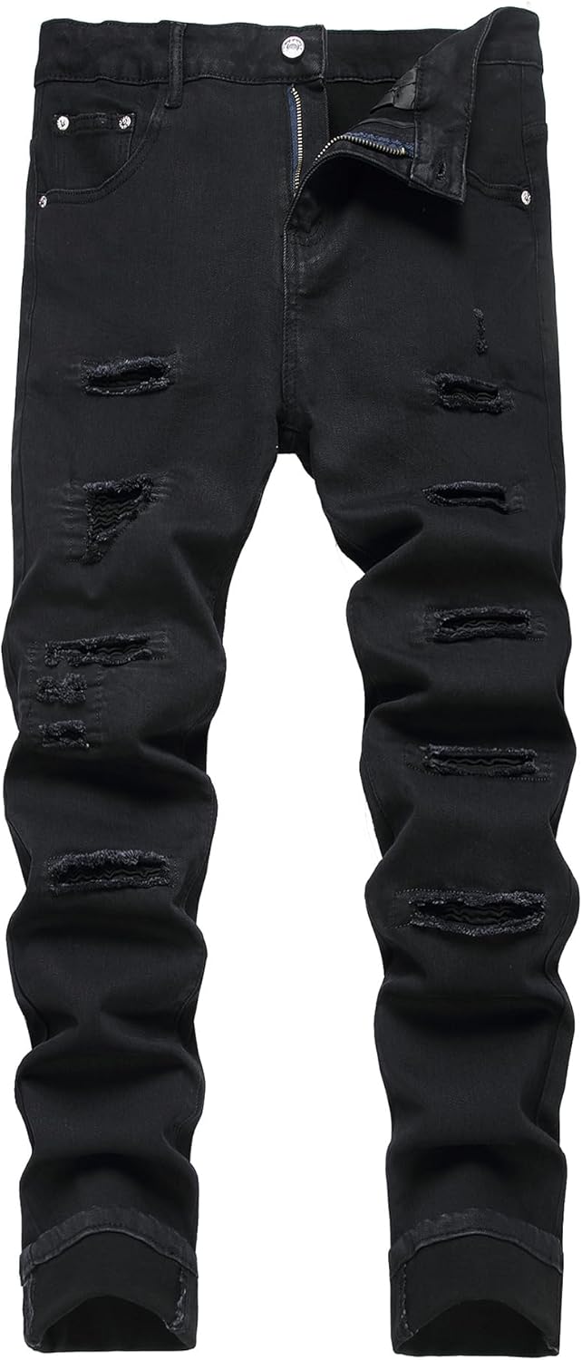 Baylvn Men's Designer Slim Fit Patchwork Jeans for Comfort