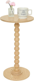 Round Side Table Natural Walnut Grain - Small Drink Table for Corners