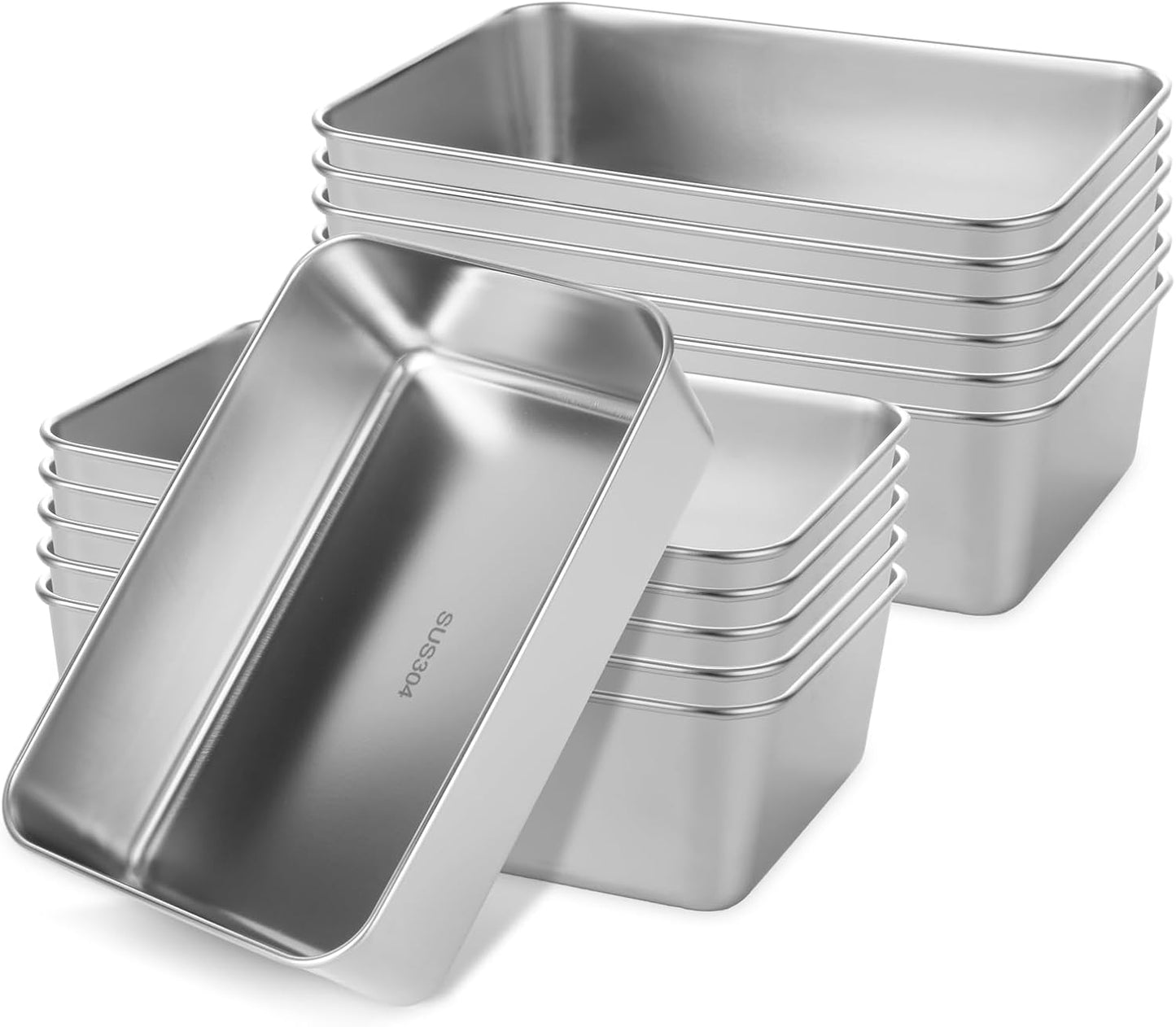 12 Pack Stainless Steel Loaf Pan for Baking Delicious Bread