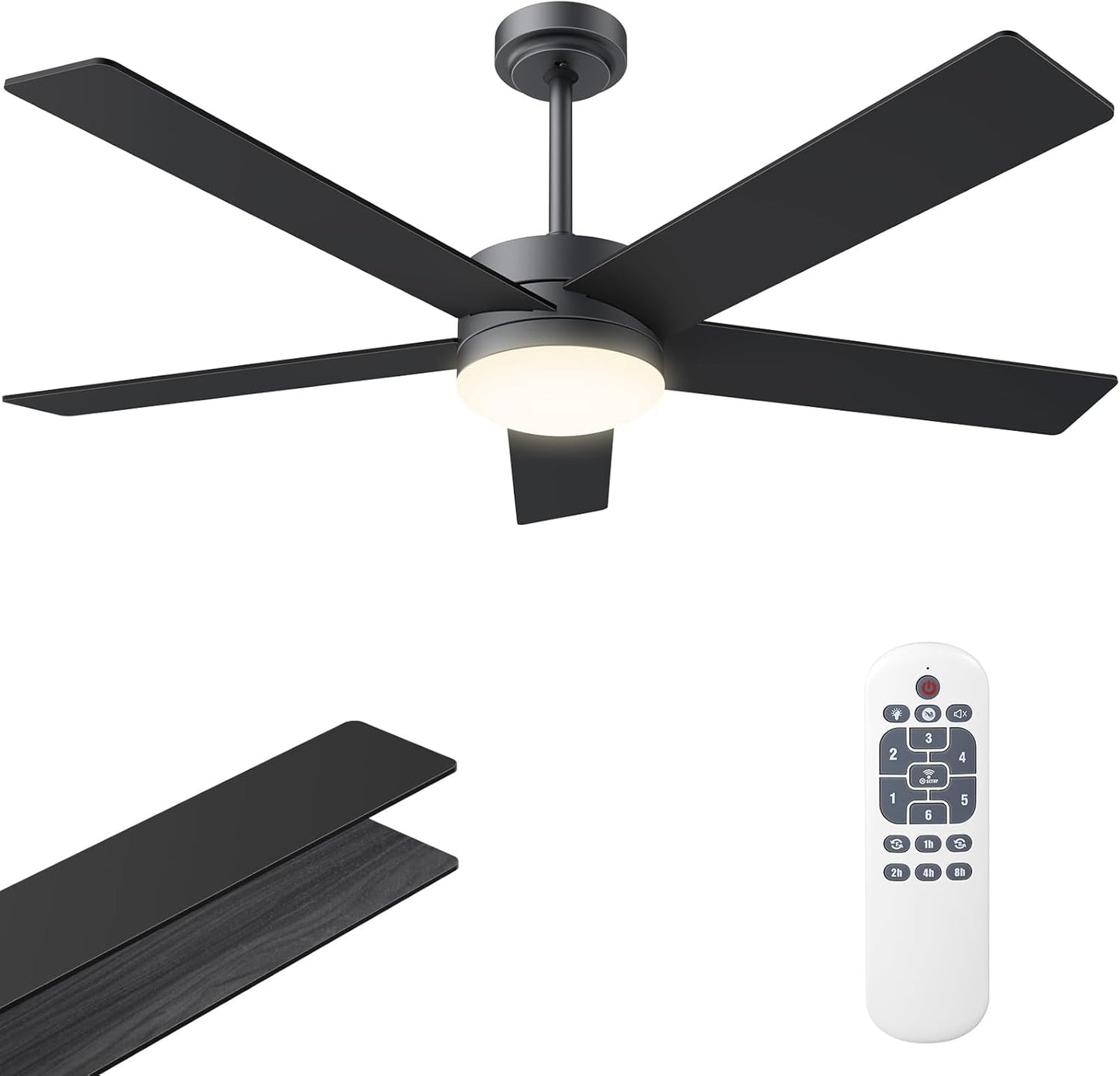52 Inch Ceiling Fan with Lights and Remote Control for Home