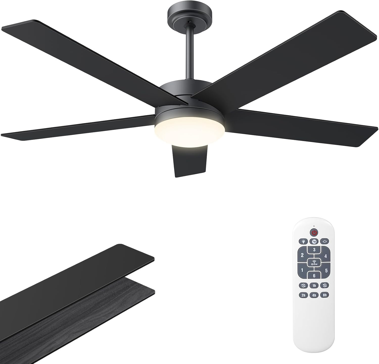 52 Inch Ceiling Fan with Lights and Remote Control for Home