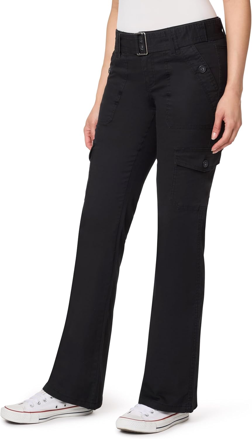 WallFlower Women's Feisty Curvy Cargo Flare Pants for Juniors