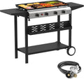 SKOK 4 Burner Flat Top Gas Griddle 30in - Portable 40,000 BTU