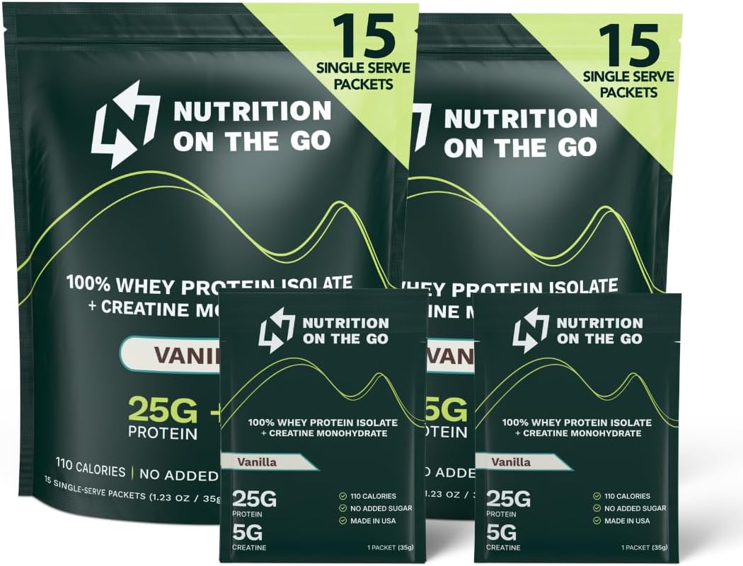 Whey Protein Isolate Packets with Creatine for Travel Convenience
