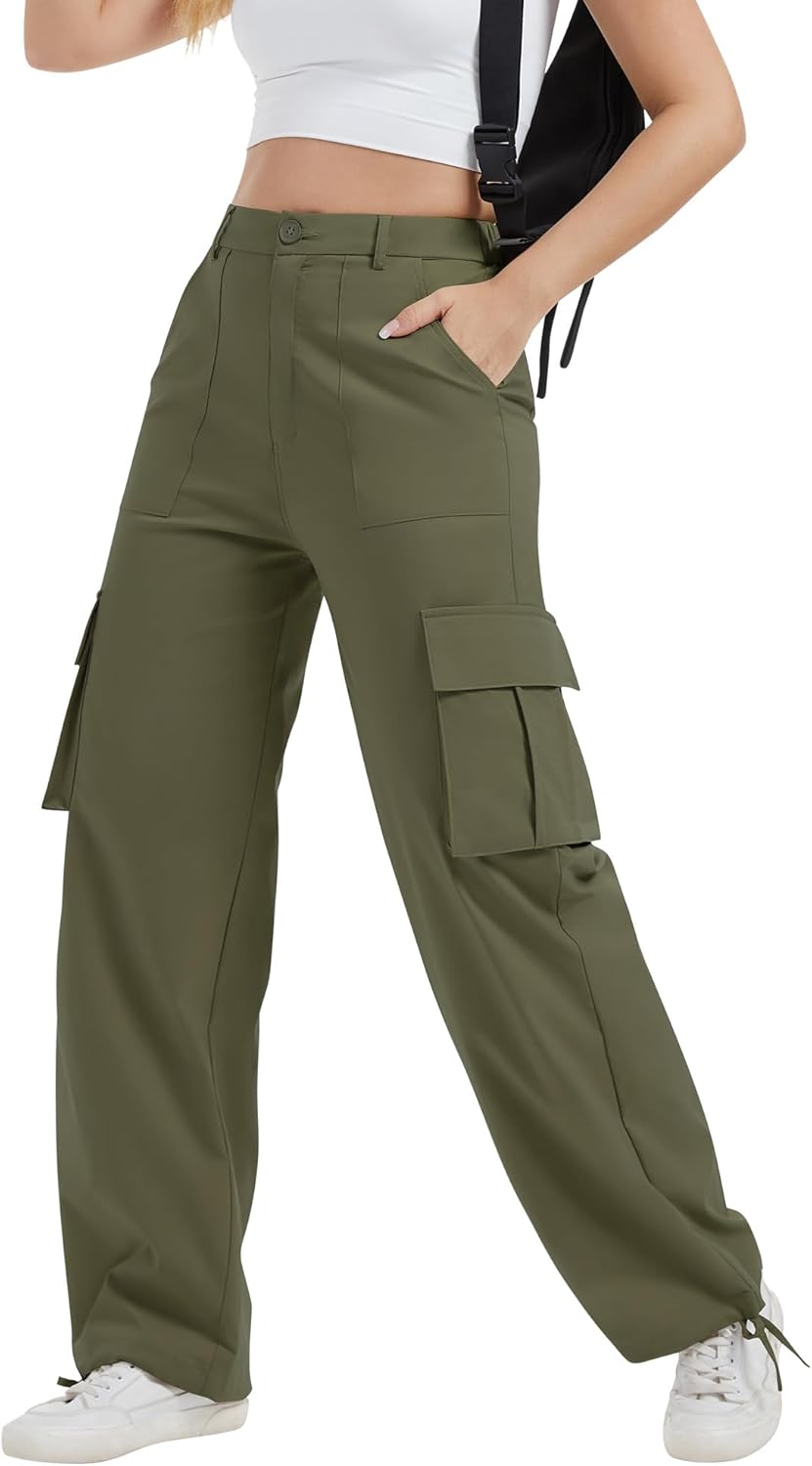 Lightweight High Waist Cargo Pants for Women with Pockets