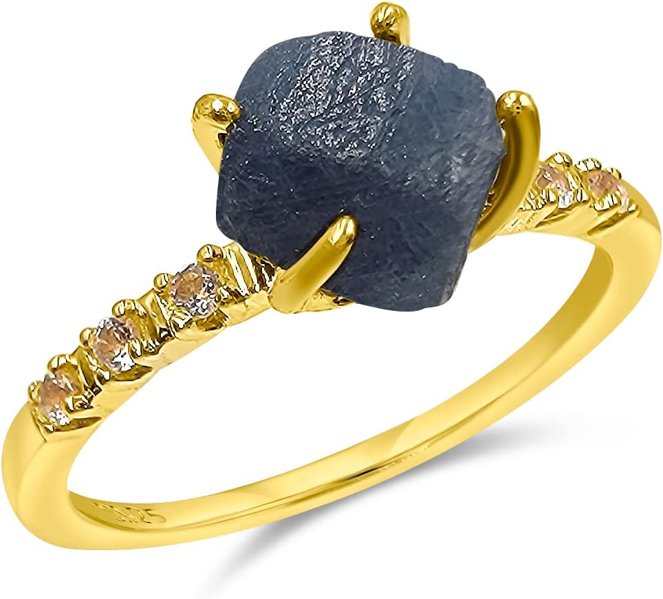 Real Raw Crystal Dainty Ring in Yellow Gold for Birthstone Gifts
