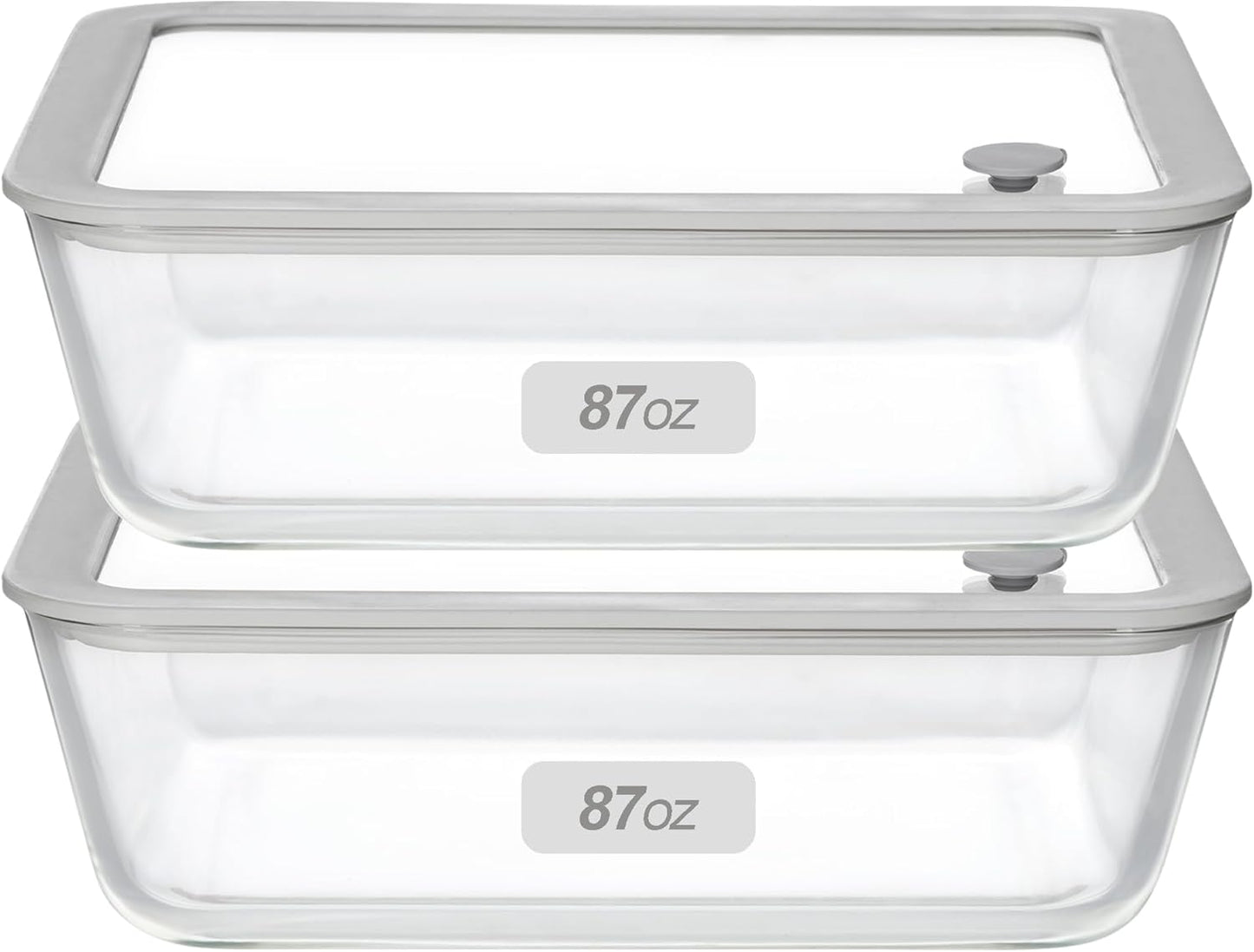 Glass Food Containers with Glass Lid - 87oz Airtight Storage Set