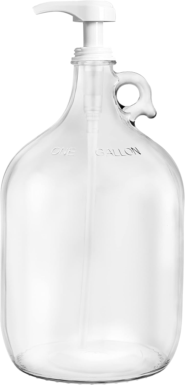 Gallon Glass Pump Dispenser Bottle for Laundry Room Organization
