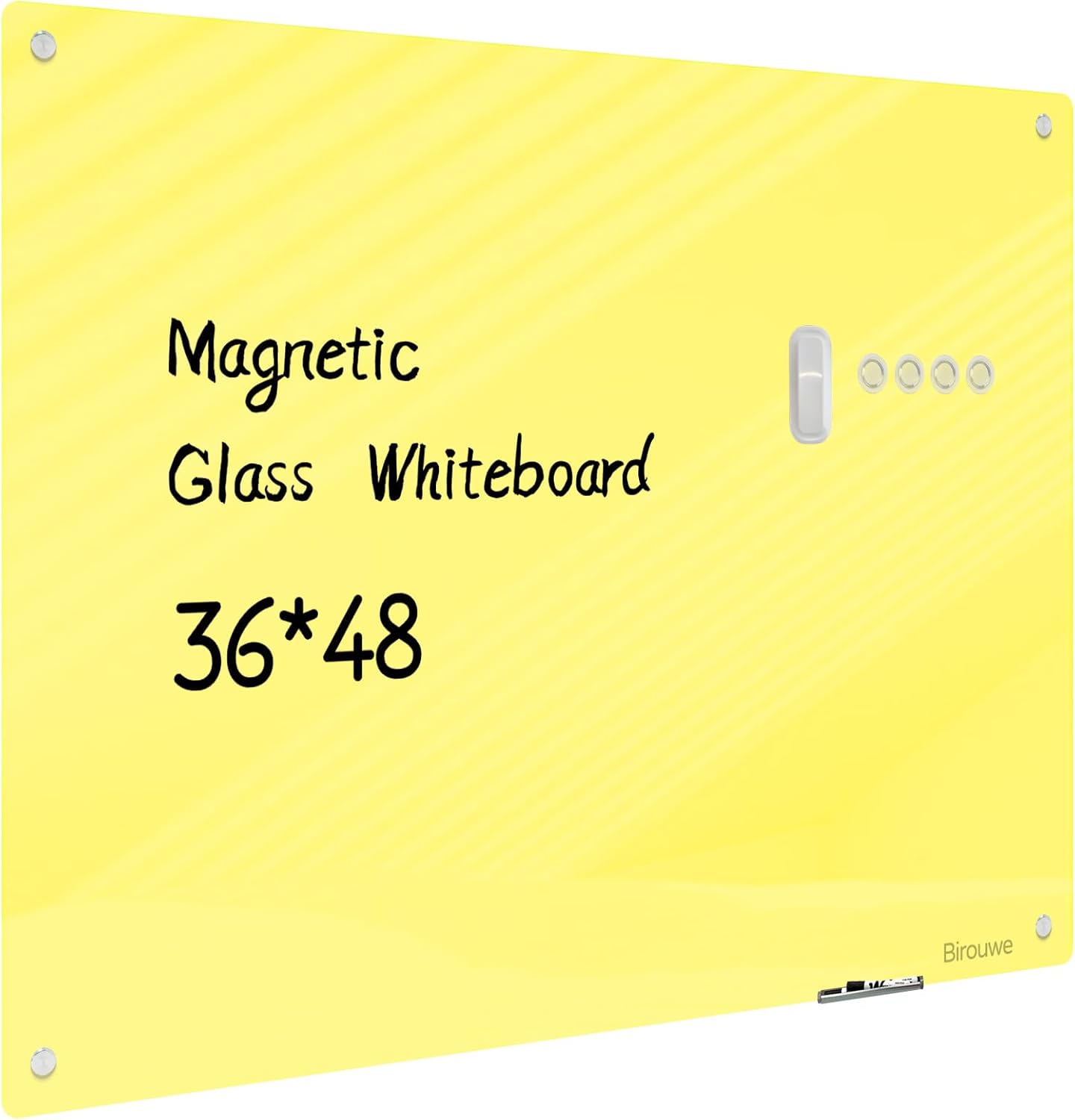 Magnetic Glass Whiteboard - 48x36 Frameless Dry Erase Board
