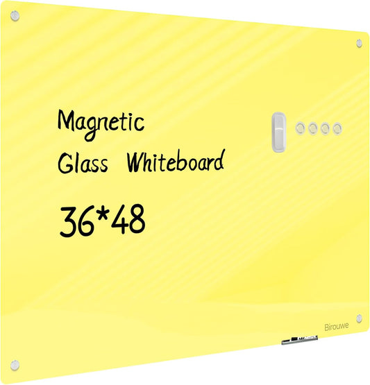 Magnetic Glass Whiteboard - 48x36 Frameless Dry Erase Board