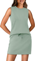 Two Piece Skirt Set for Women Summer Vacation Outfits - Versatile Top
