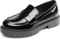DREAM PAIRS Girls Loafers Chunky Platform Penny Slip On Shoes