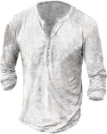 Mens Distressed Henley Shirts Front Placket Retro Long Sleeve Tee you