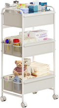 3-Tier Mobile Diaper Caddy Cart with 8 Mesh Pockets - Rolling Nursery