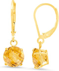 10k Yellow Gold 8mm Round Birthstone Dangle Earrings for Women
