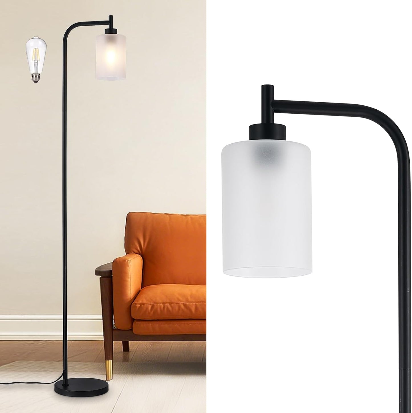 DLLT Floor Lamp Tall for Room: Modern Black Standing Lamp