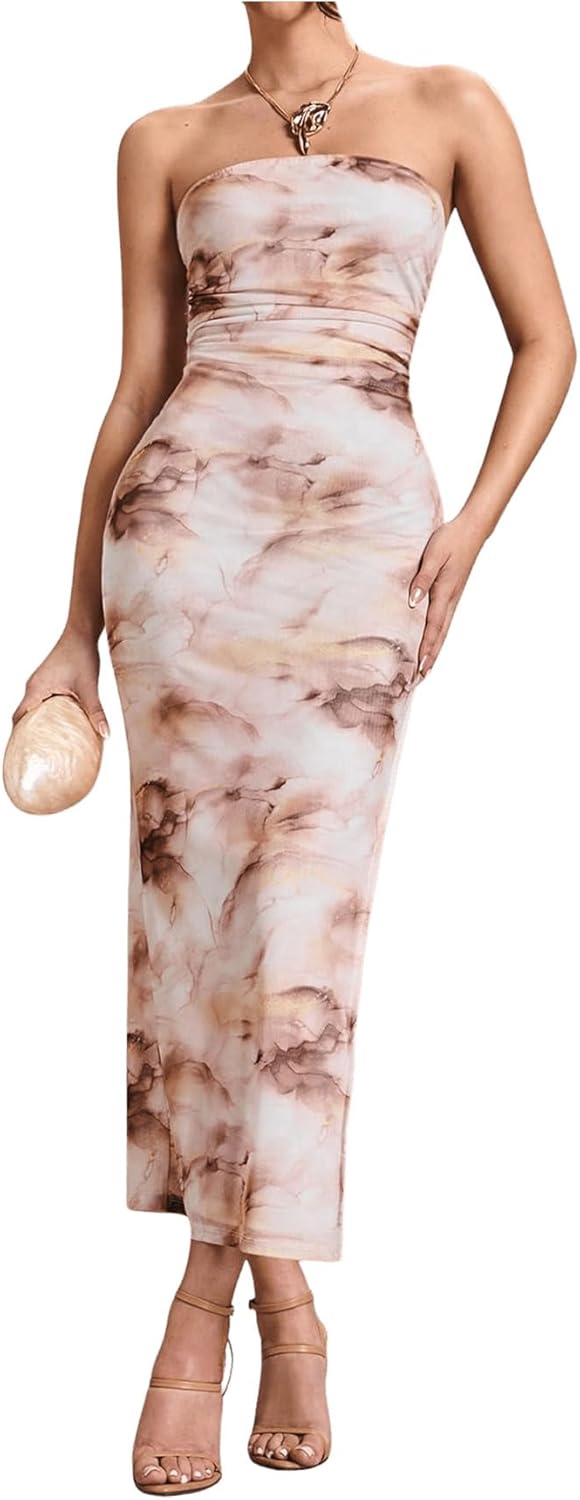 Milumia Women's Summer Strapless Tube Top Maxi Dress for Vacation