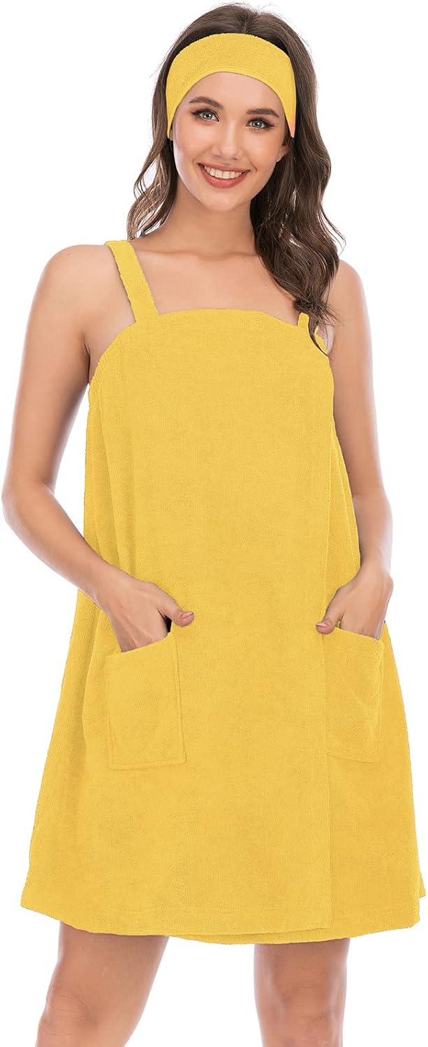 Veseacky Women Bath Wrap Towel with Pocket for Ultimate Comfort