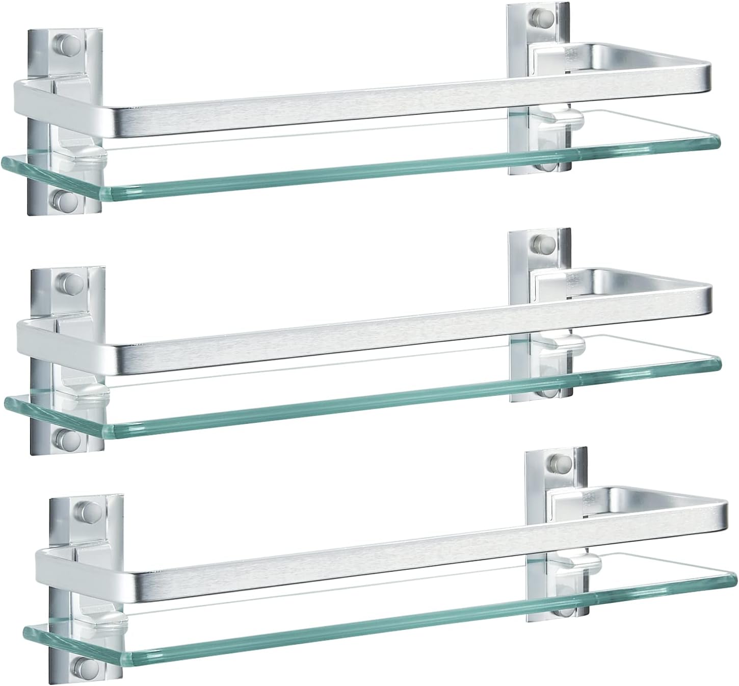 AIJALY 3 Pack Bathroom Glass Shelf for Stylish Storage Solutions
