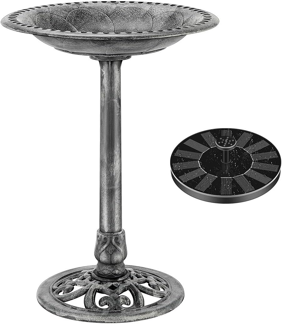 VIVOHOME Polyresin Antique Outdoor Garden Bird Bath Combo Set