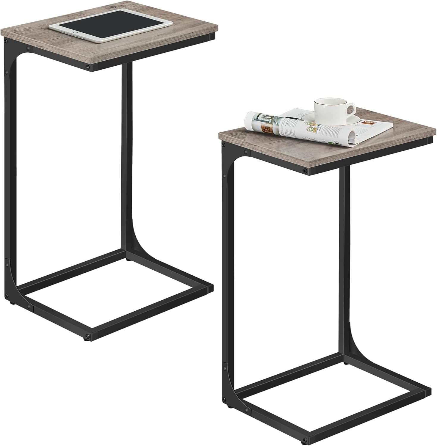 VASAGLE C-Shaped End Table Set for Small Spaces and Versatile Use