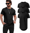 Longline Crewneck Tees for Men - 3-Pack Casual Hipster Fit