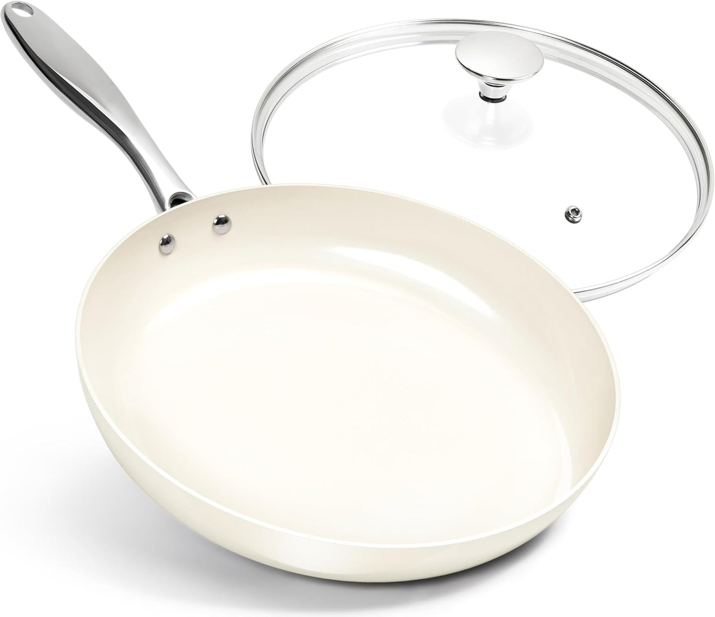 MICHELANGELO 12 Inch Frying Pan with Lid for Healthy Cooking