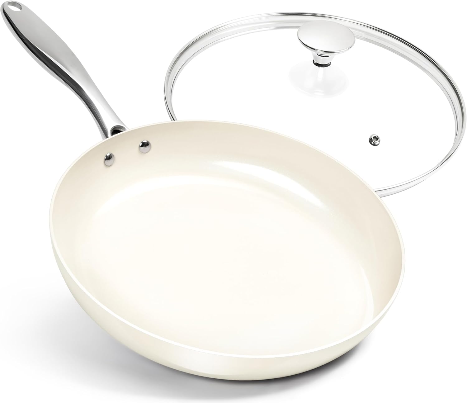 MICHELANGELO 12 Inch Frying Pan with Lid for Healthy Cooking