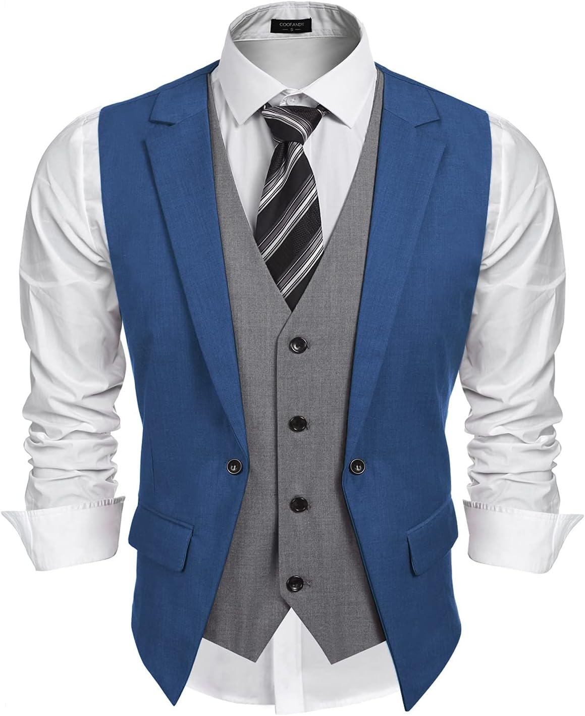 COOFANDY Men's Layered Suit Vest for Formal and Casual Wear