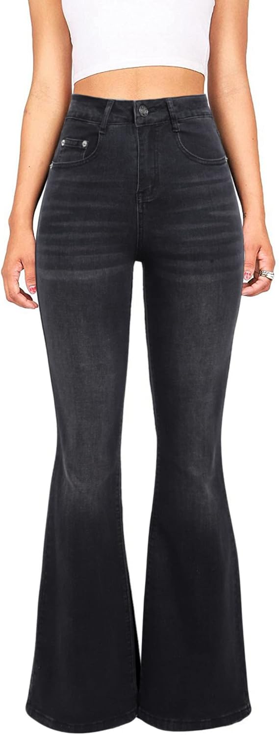 High Waisted Bell Bottom Jeans for Women - Retro Flare Style