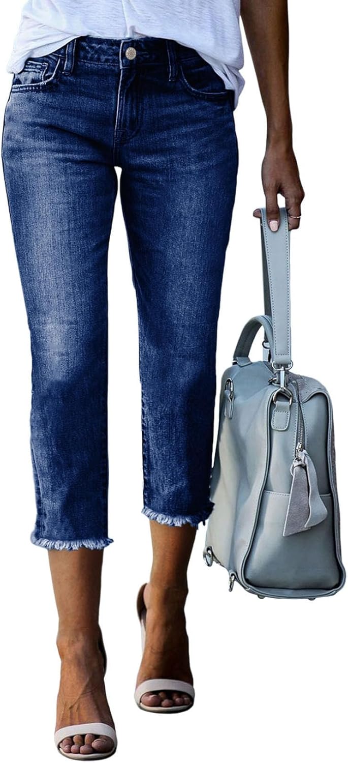 Sidefeel Women's High Waisted Capri Jeans for Summer Style