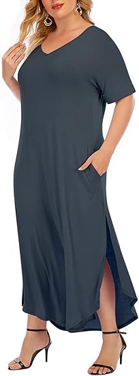 GXLU Women's Plus Size Summer Maxi Dresses with Pockets