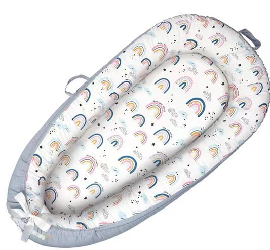 Soft Cotton Baby Lounger Cover for Newborns - Snuggle in Rainbow Comfort