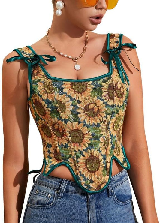 Vintage 1920s Lace Trim Corset Bustier for Stylish Women