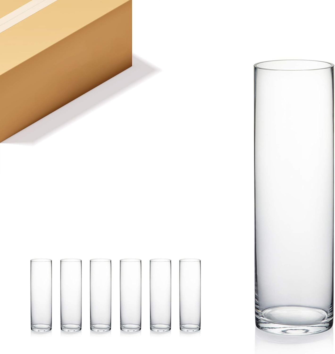 Quality Thick Weighted Clear Cylinder Glass Vases for Decor
