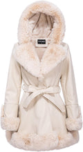 GRAN ORIENTE Women's Faux Leather Jacket with Luxurious Fur Collar