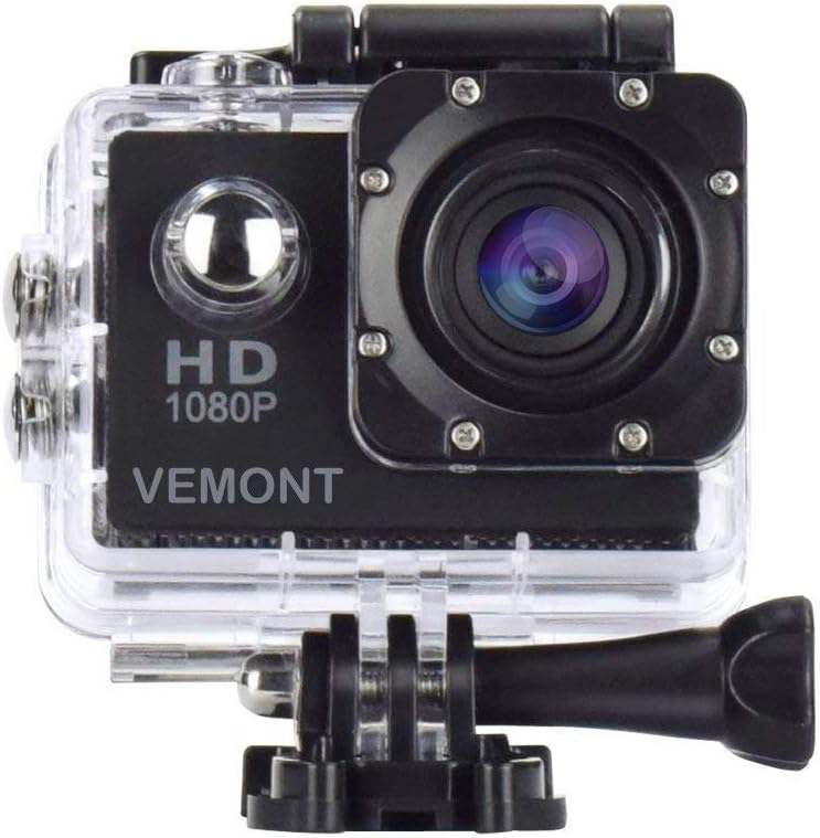 Vemont HD Action Cam: 30m Waterproof, Wide-Angle Lens