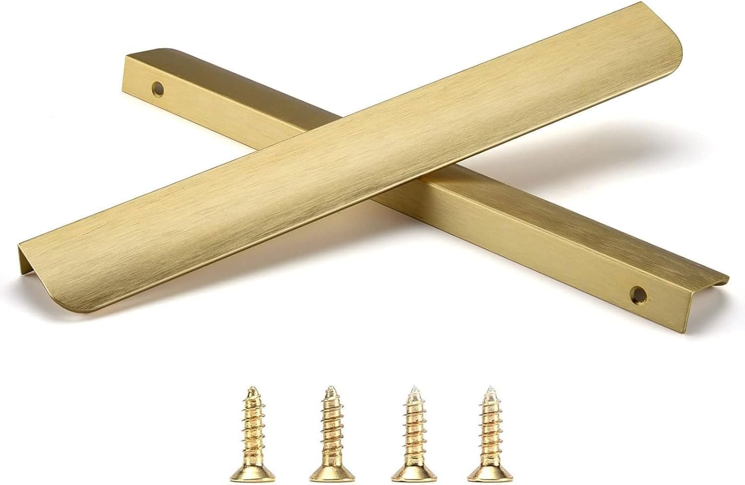 Satanga Brushed Brass Edge Finger Tab Pulls for Cabinets 10-Pack