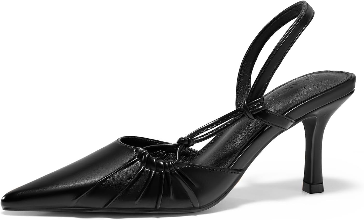 Coutgo Womens Slingback Kitten Heels for Elegant Occasions